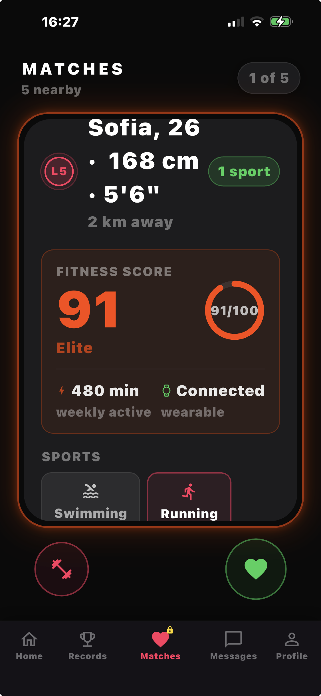GritVit app — Fitness Score breakdown